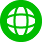 Green circular icon with a globe symbol inside.