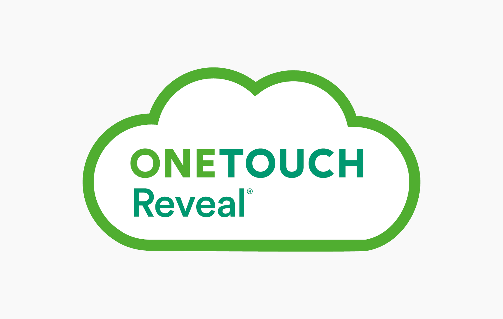 Il logo OneTouch Reveal all'interno di un disegno a forma di nuvola rappresenta l'archiviazione dei dati.