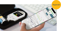 Articoli sul diabete di OneTouch con cerchio giallo di iscrizione.